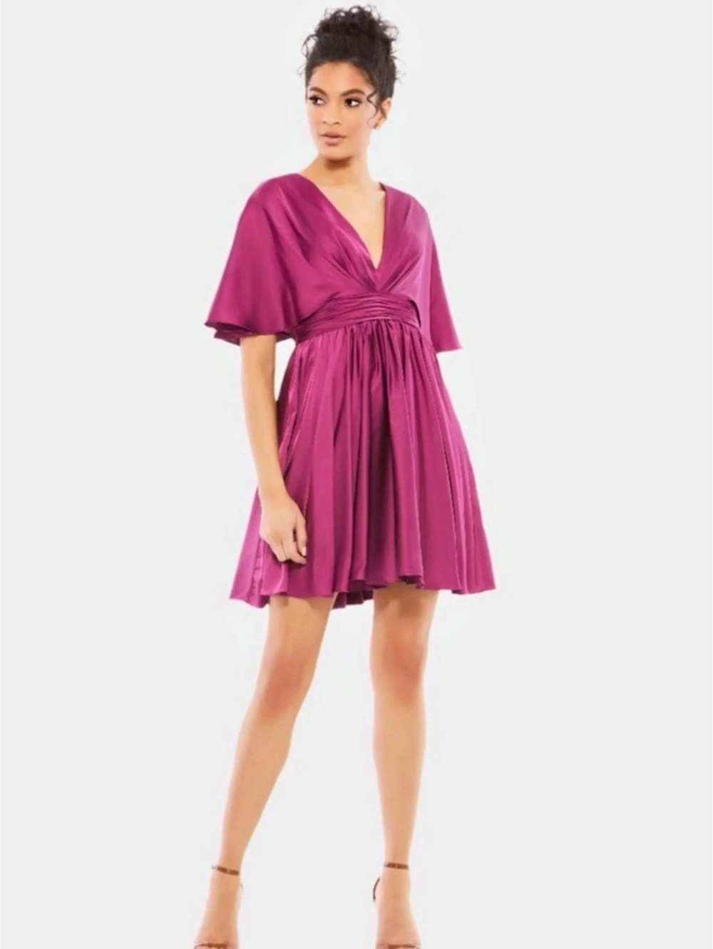 Leena for Mac Duggal Satin Mini Dress Pink Size XS NWT